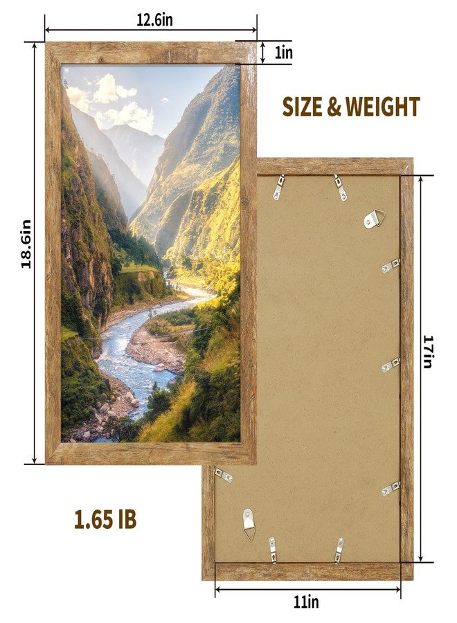 iRahmen 11x17 Picture Frame Set of 2 with Plexiglass, Rustic Brown Wood Poster Frame 11 x 17 for Photo Wall Gallery Mounting Horizontal and Vertical - Image 5
